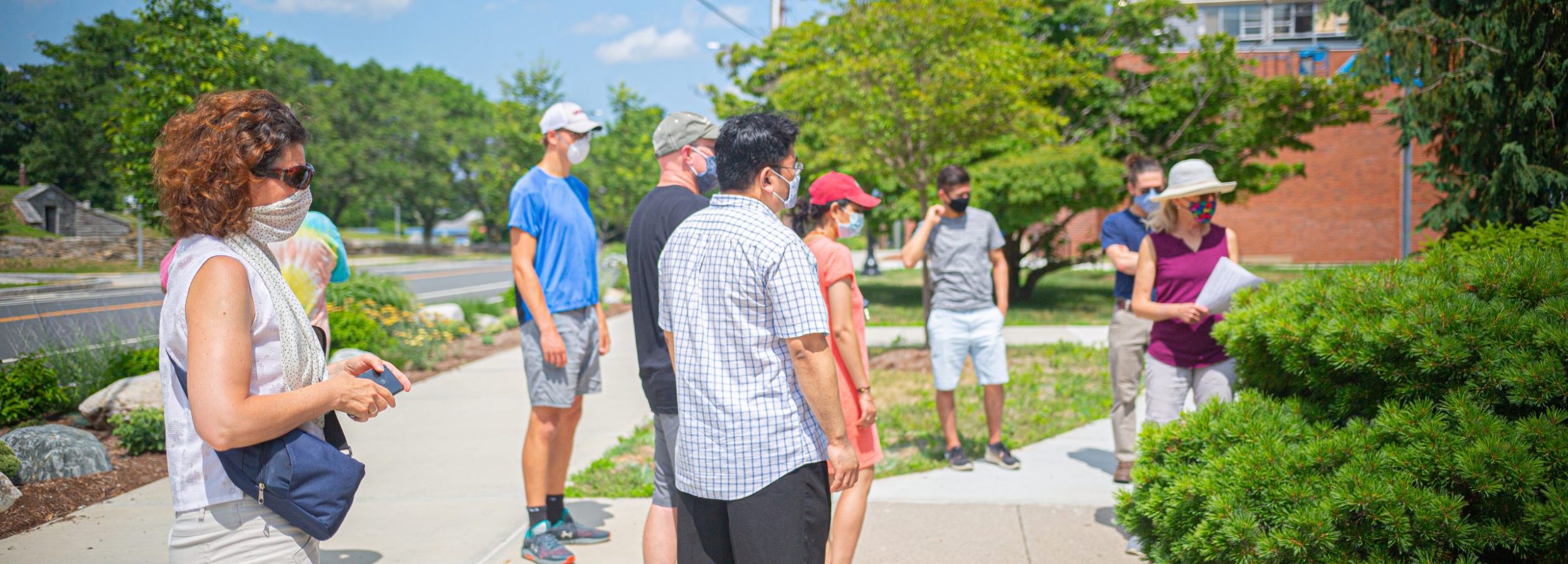picture taken during in-person meeting, when the group walked around campus looking for inspiration.